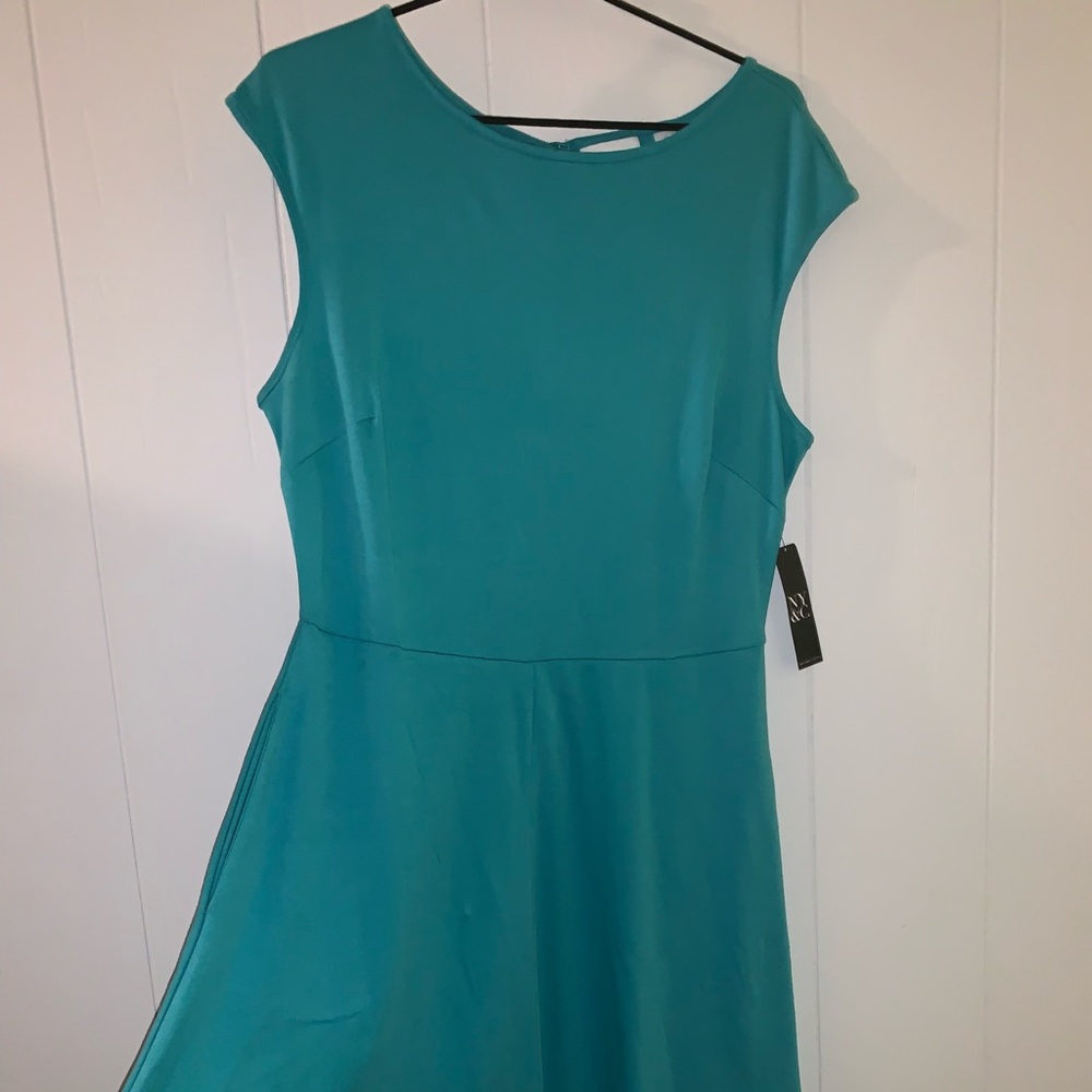 Blue cap sleeve dress with pockets